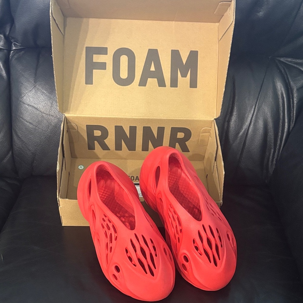 adidas Kids Red Foam Water Slip-Ons